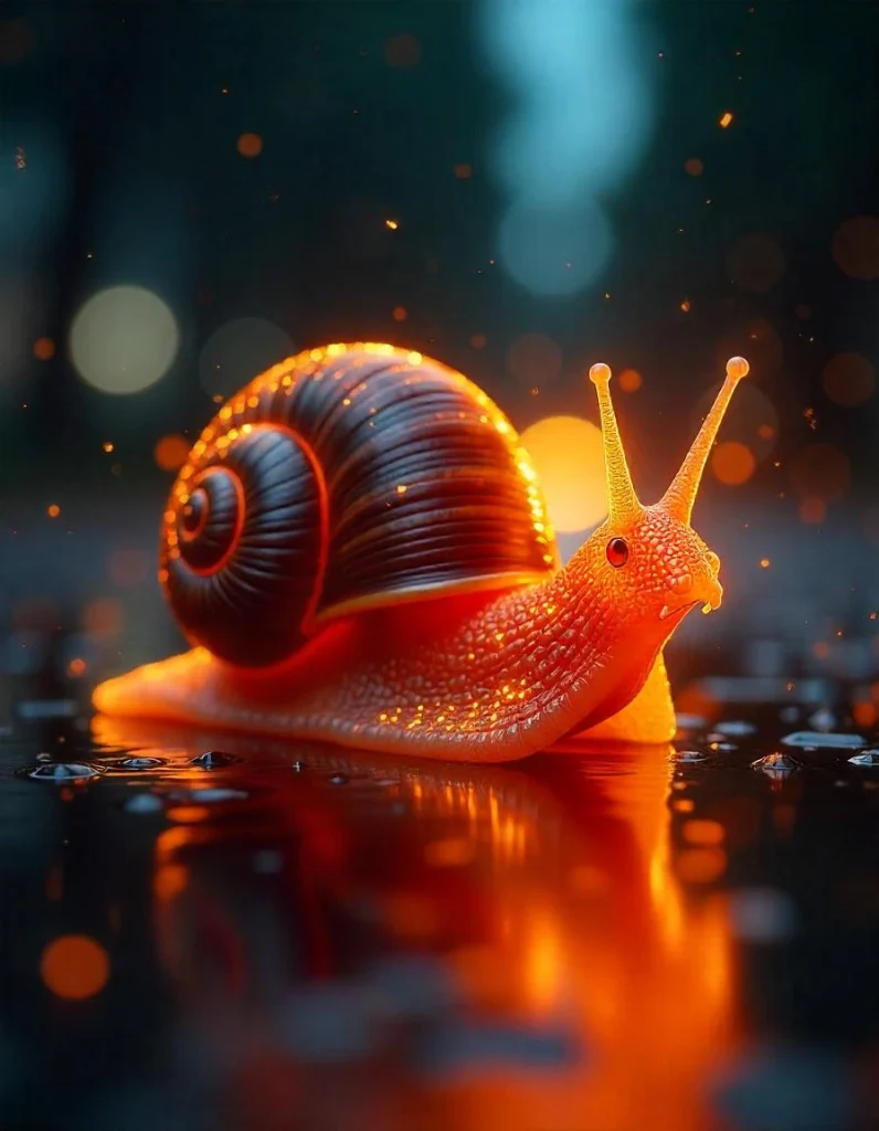سرعت سایت-a snail on a wet surface